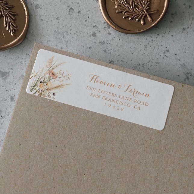 Returadressetikett med höstäng vilda blommor returadress etikett (Skapare uppladdad)