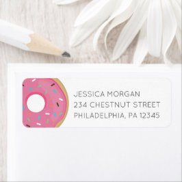 Returadressetikett Modern Donut-Rosa Returadress Etikett
