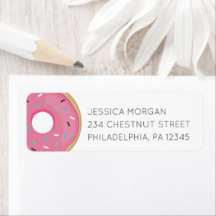 Returadressetikett Modern Donut-Rosa Returadress Etikett