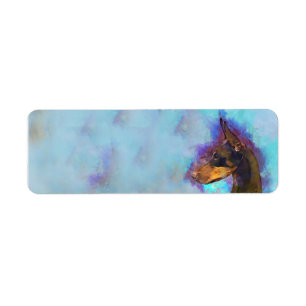Returadressetikett - Red Doberman Watercolor Returadress Etikett