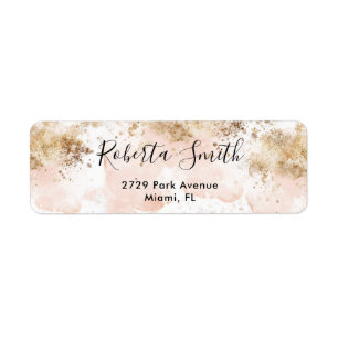Returadressetikett Rosa & Guld Returadress Etikett