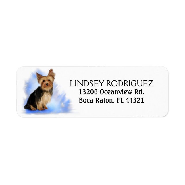 Returadressetikett - Yorkie Yorkshire Terrier Returadress Etikett (Framsidan)