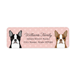 Returadressetiketter för Boston Terrier Returadress Etikett