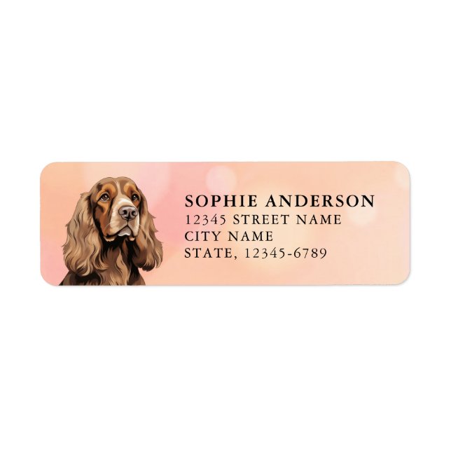 Returadressetiketter för engelsk Cocker Spaniel Returadress Etikett (Framsidan)
