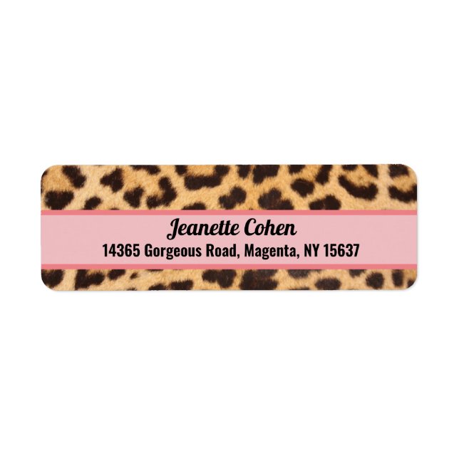 Returadressetiketter Rosa Leopardtryck Returadress Etikett (Framsidan)