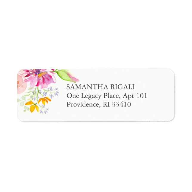 Returadressetiketter Vattenfärg Blommor Returadress Etikett (Framsidan)