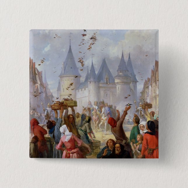 Returen av St Louis och Blanche av Castille Knapp (Framsida)