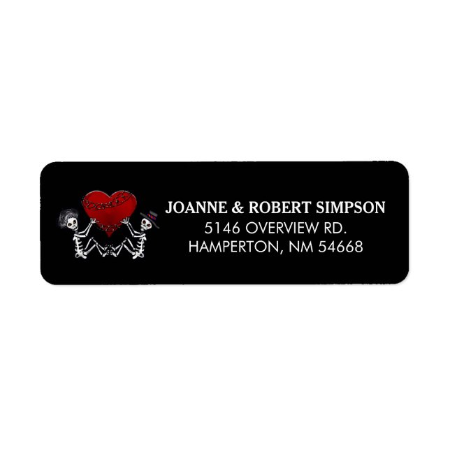 Returetikett för adress - Skeletons Holding Heart Returadress Etikett (Framsidan)