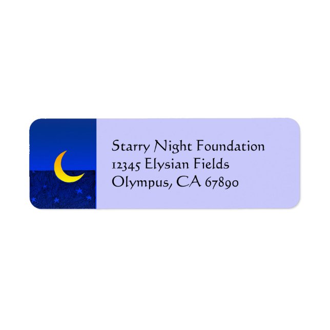 Returetikett för Anpassningsbarna måne och stjärno Returadress Etikett (Framsidan)