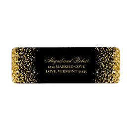 Returetikett för Black Luxury Guld Glitter Returadress Etikett