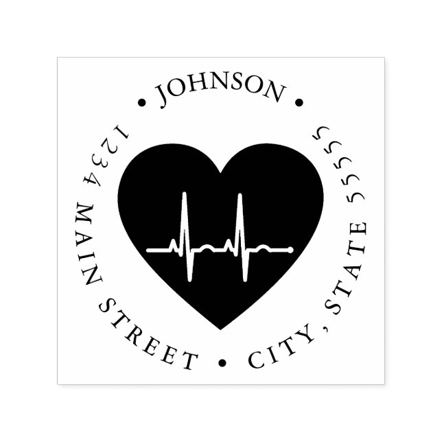 Returetikett för enkel röd hjärt EKG-hjärteskärm Självfärgande Stämpel (Design)