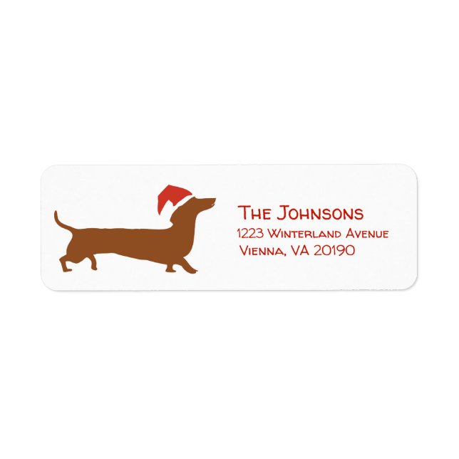Returetikett för Santa dachshund Returadress Etikett (Framsidan)