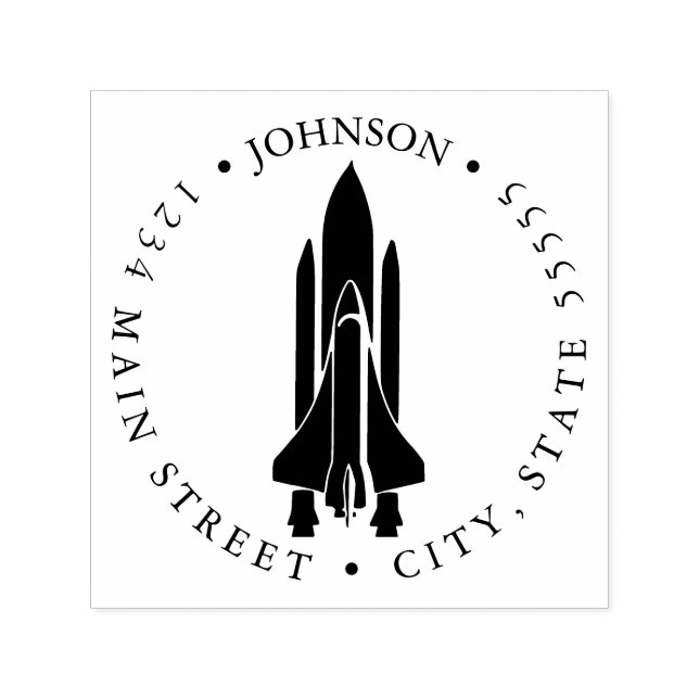 Returetikett för Silhouette Space Shuttle Launch R Självfärgande Stämpel (Design)