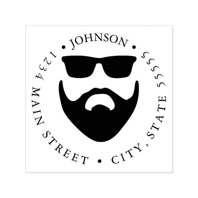Returetikett för skägg och solglasögon självfärgande stämpel (Design)