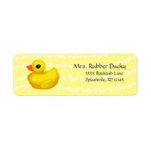 Returetiketter av gummi Ducky (i gult) Returadress Etikett