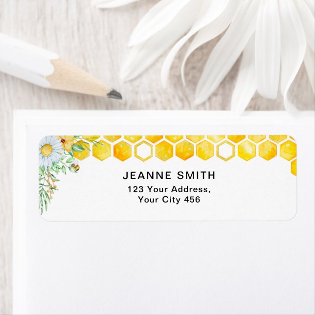 Returetiketter av honungsbin av blommigt returadress etikett (Insitu)