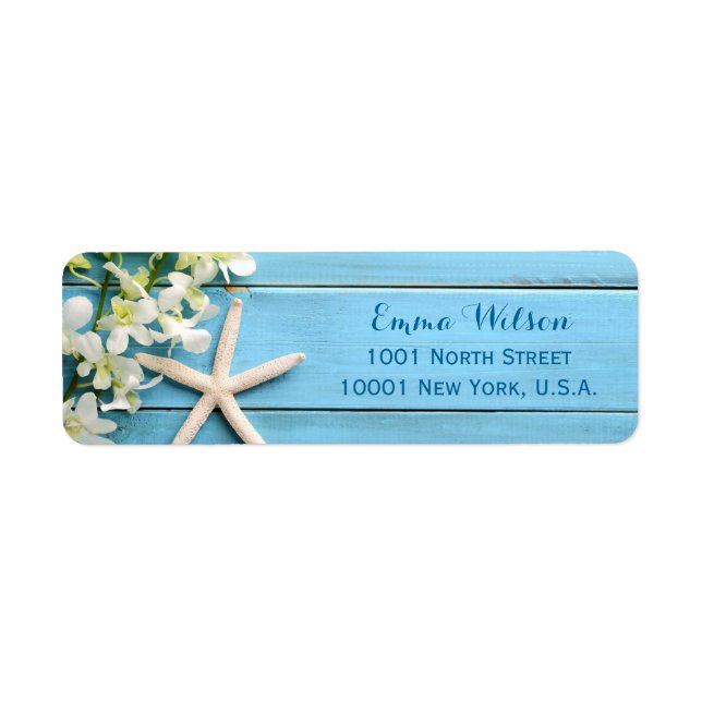 Returetiketter av stjärtfenor med orkidéer returadress etikett (Framsidan)