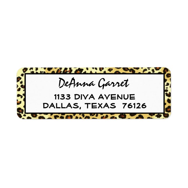 Returetiketter Borta Vild (Cheetah Print) Returadress Etikett (Framsidan)
