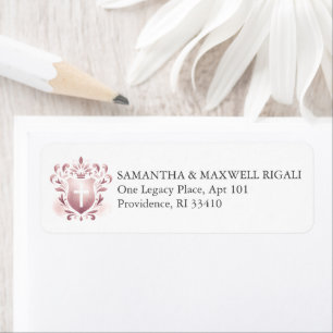 Returetiketter Dusty Rosa Vapensköld Returadress Etikett