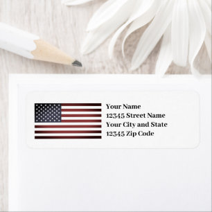Returetiketter för amerikanska flagga logotyp anpa returadress etikett