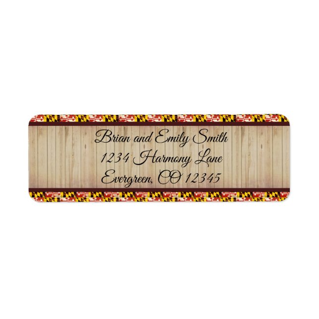 returetiketter för anpassade Maryland-flagga Returadress Etikett (Framsidan)