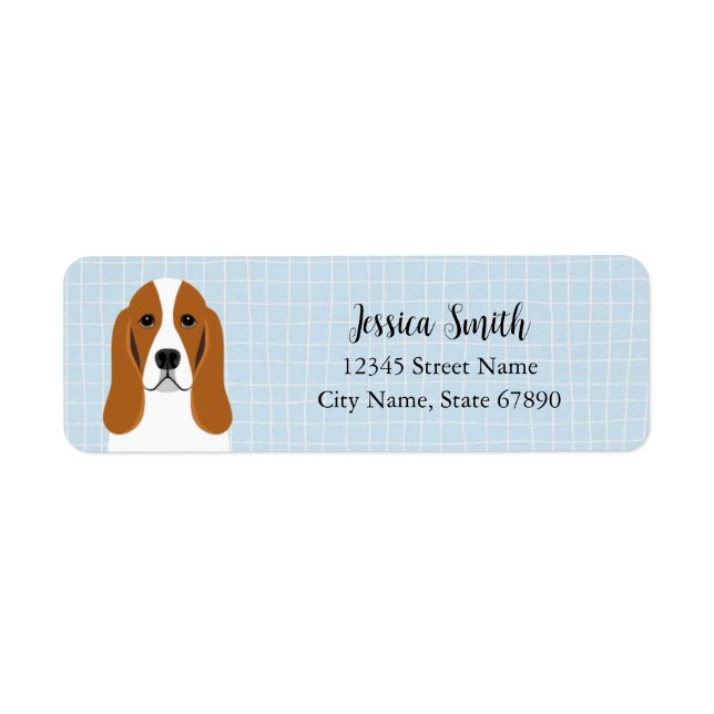 Returetiketter för Basset Hound Returadress Etikett (Framsidan)