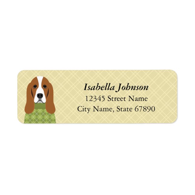Returetiketter för Basset Hound Returadress Etikett (Framsidan)