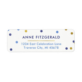 Returetiketter för blå konfetti Guld Returadress Etikett