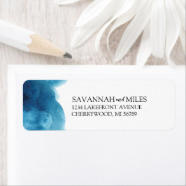 Returetiketter för blått Tvätta i vattenfärg Returadress Etikett