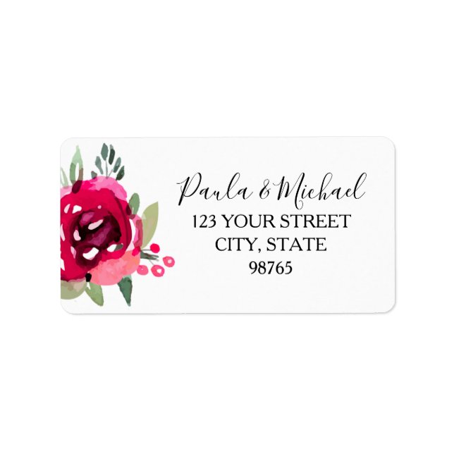 Returetiketter för Blommigt av vattenfärg Adressetikett (Framsidan)