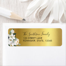 Returetiketter för blommigt Guld Metallisk Anpassn