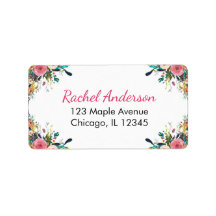 returetiketter för blommigt, vattenfärgblommor