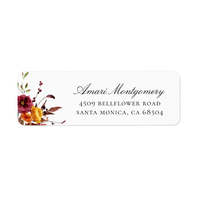 Returetiketter för Blommigten Rustic Autumn Returadress Etikett (Framsidan)