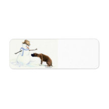 Returetiketter för Boxer & Snögubbe Hund Art