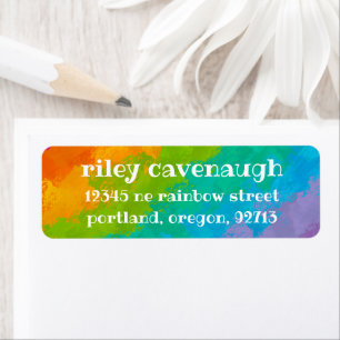 Returetiketter för Bright Rainbow Birthday Returadress Etikett