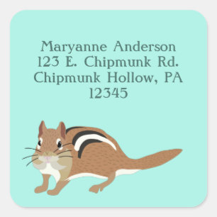 Returetiketter för Chipmunk Mint Grönt Fyrkantigt Klistermärke