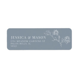 Returetiketter för Dusty Blue blommigt elegant Returadress Etikett
