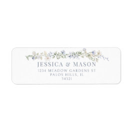 Returetiketter för Dusty Blue Wildblomma blommigt Returadress Etikett