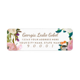 Returetiketter för färgade Blommigtar Returadress Etikett
