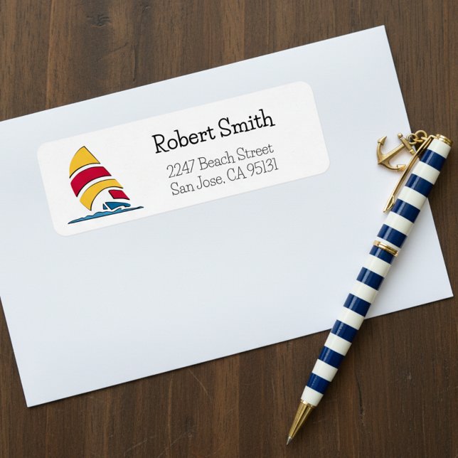 Returetiketter för färglösa segelbåtar returadress etikett (Sailboat return address labels.)