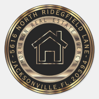 Returetiketter för guld och Svarta Metall Runt Klistermärke