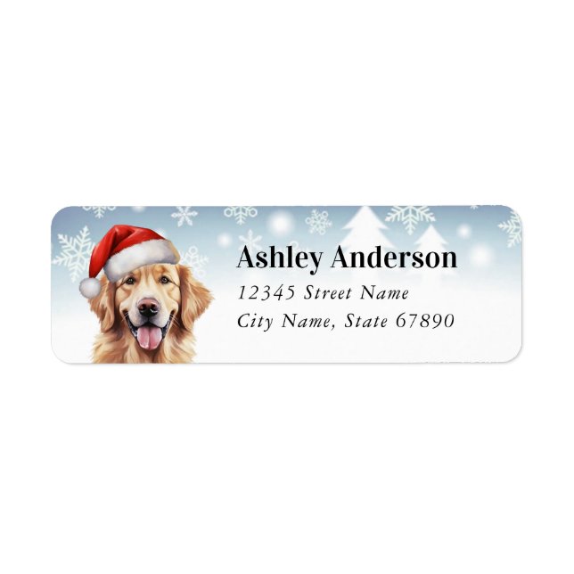 Returetiketter för Jul Golden Retriever Returadress Etikett (Framsidan)