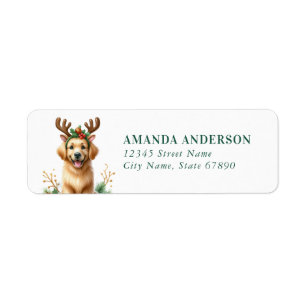 Returetiketter för Jul Golden Retriever Returadress Etikett