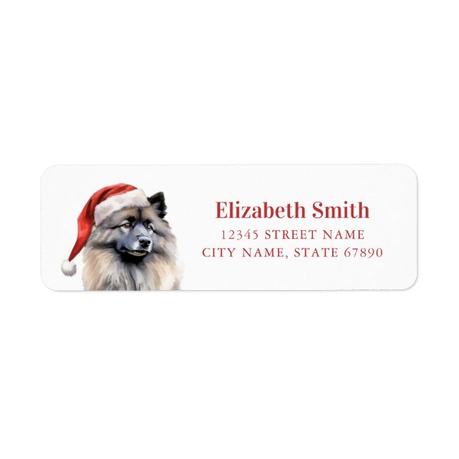 Returetiketter för julKeeshond-Hund Returadress Etikett (Framsidan)