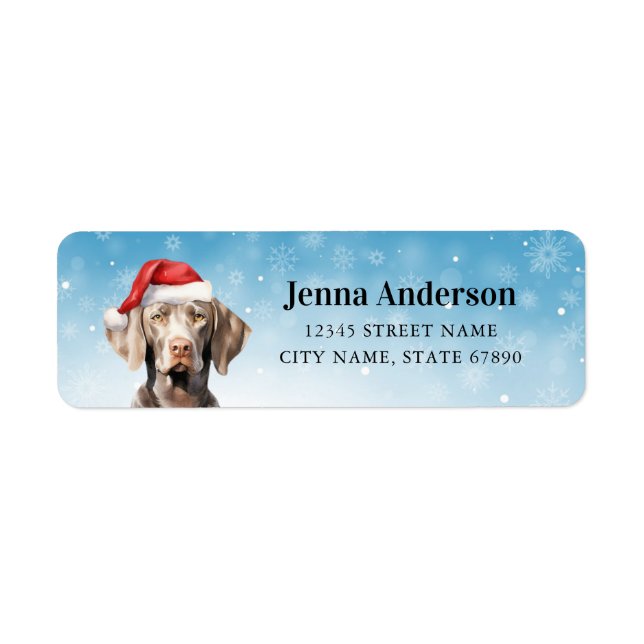 Returetiketter för julWeimaraner-Hund Returadress Etikett (Framsidan)