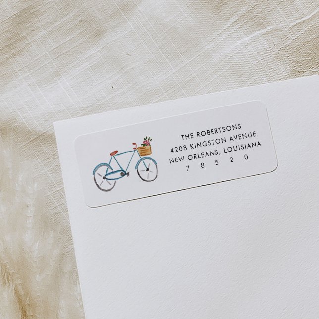 Returetiketter för leverans av blommigt returadress etikett (Bicycle illustration return address labels.)