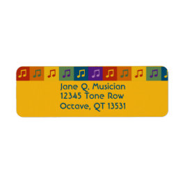 Returetiketter för ljusa, färgstarka musikanteckni returadress etikett