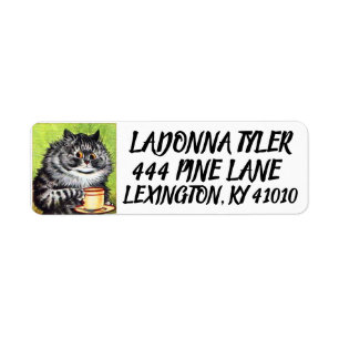 RETURETIKETTER FÖR LOUIS WAIN CCFFEE CAT RETURADRESS ETIKETT