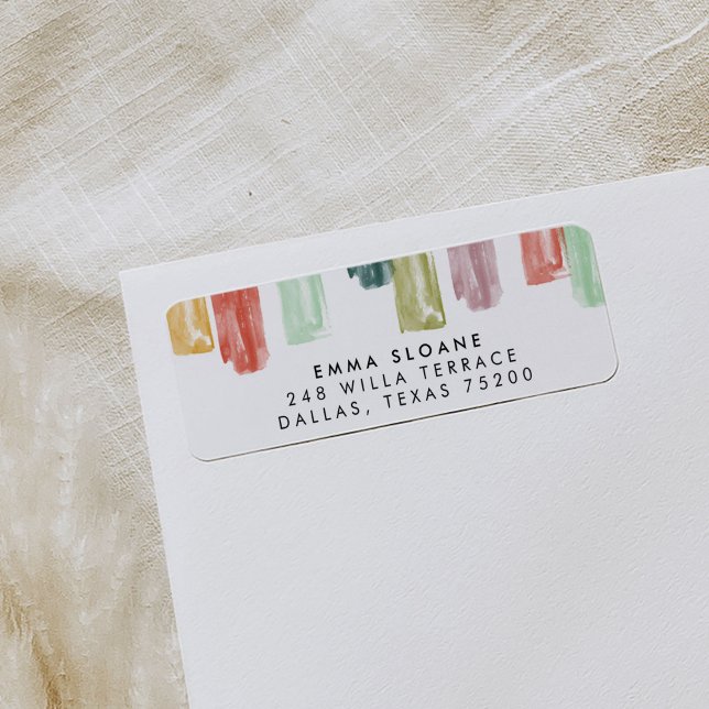 Returetiketter för målade vintagar returadress etikett (Retro color jewels watercolor return address labels.)