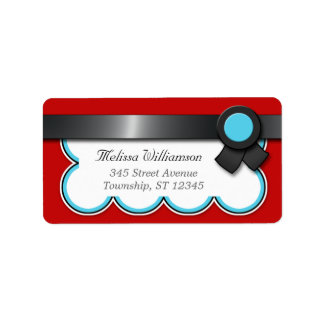 Returetiketter för Red & Teal Black Adressetikett